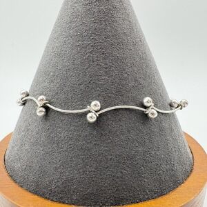 IBB Sterling Silver 925 Ball Bead Wire Chain Bracelet 7.75in Spring Ring 2.76g